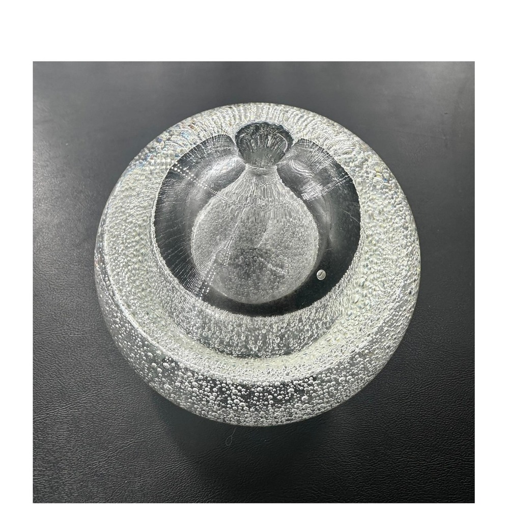 Glass Bud Vase 4in Clear Controlled Bubble Sphere Paperweight